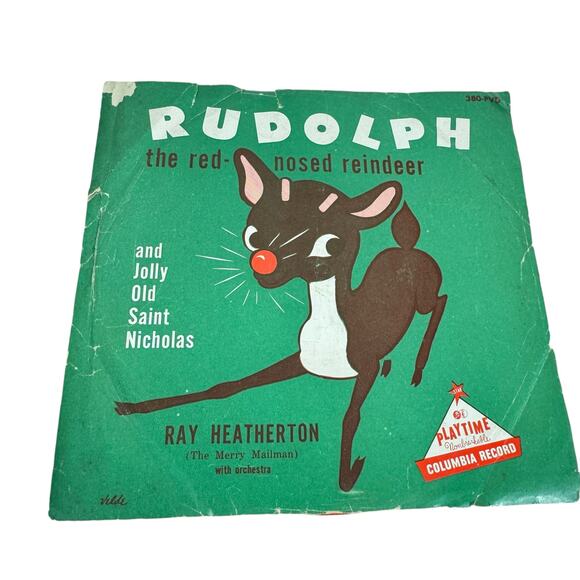 Vintage Columbia Record Playtime Rudolph Jolly Old Saint Nicholas Unbreakable - Picture 1 of 5